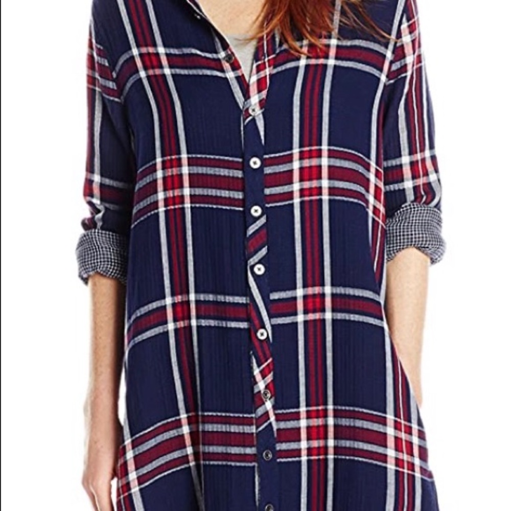BNWT Vintage Havana Plaid Shirt long Duster!  Sz M